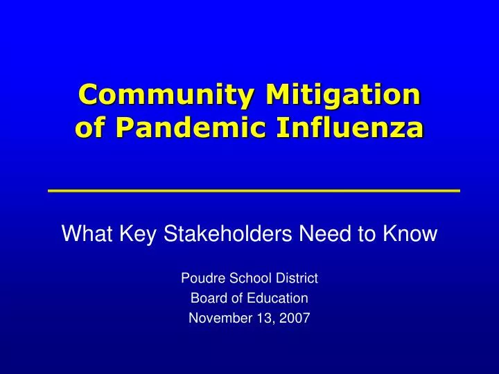 community mitigation of pandemic influenza