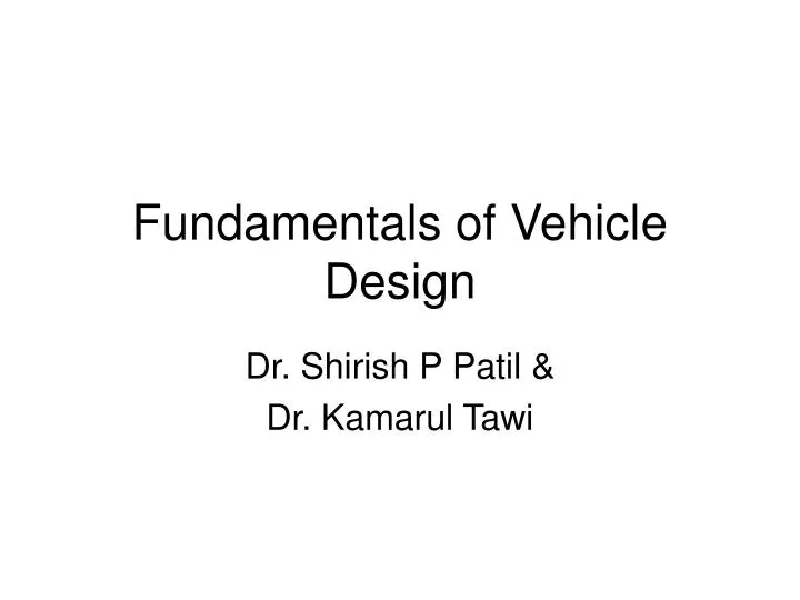 fundamentals of vehicle design
