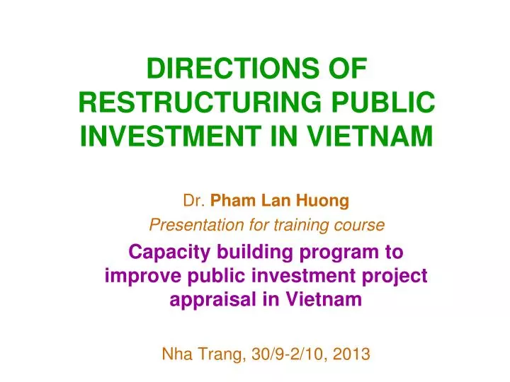 directions of restructuring public investment in vietnam