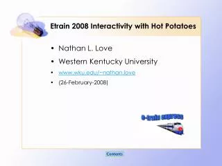 Etrain 2008 Interactivity with Hot Potatoes