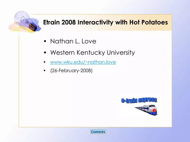 etrain 2008 interactivity with hot potatoes