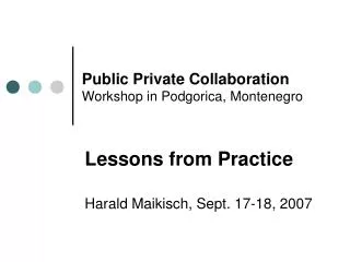 Public Private Collaboration Workshop in Podgorica, Montenegro