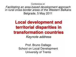 Local development and territorial disparities in transformation countries Keynote address