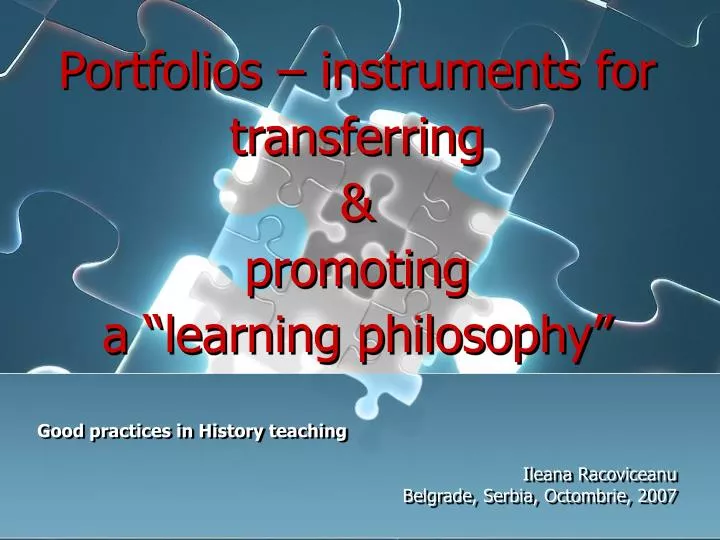 portfolios instruments for transferring promoting a learning philosophy