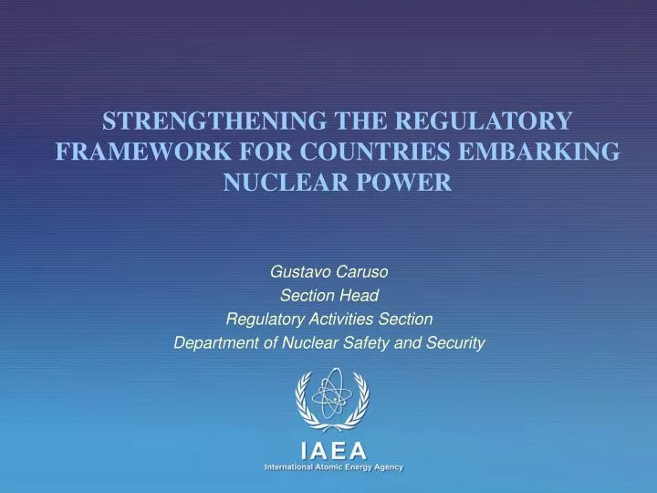 gustavo caruso section head regulatory activities section department of nuclear safety and security