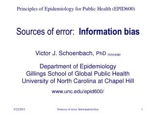 Sources of error: Information bias