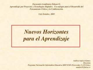 nuevos horizontes para el aprendizaje