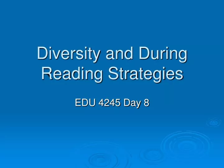 diversity and during reading strategies