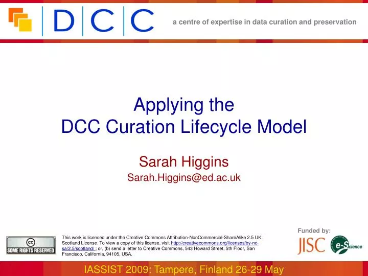 applying the dcc curation lifecycle model