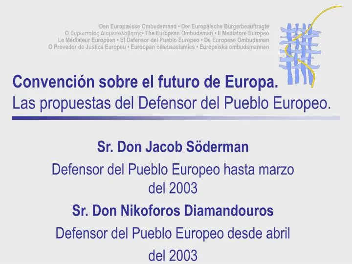 convenci n sobre el futuro de europa las propuestas del defensor del pueblo europeo