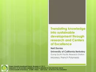 Translating knowledge into sustainable development through research and Centers of Excellence