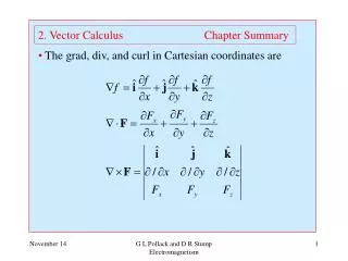 2. Vector Calculus Chapter Summary