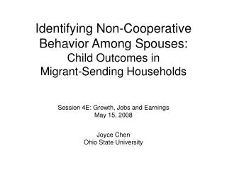 Identifying Non-Cooperative Behavior Among Spouses: Child Outcomes in Migrant-Sending Households