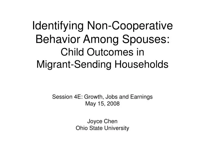 identifying non cooperative behavior among spouses child outcomes in migrant sending households