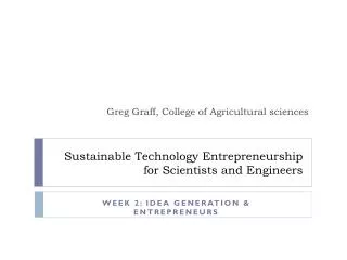 Sustainable Technology Entrepreneurship for Scientists and Engineers