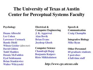 The University of Texas at Austin Center for Perceptual Systems Faculty