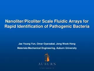 Nanoliter/Picoliter Scale Fluidic Arrays for Rapid Identification of Pathogenic Bacteria