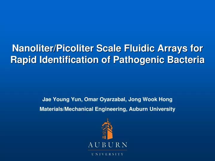 nanoliter picoliter scale fluidic arrays for rapid identification of pathogenic bacteria