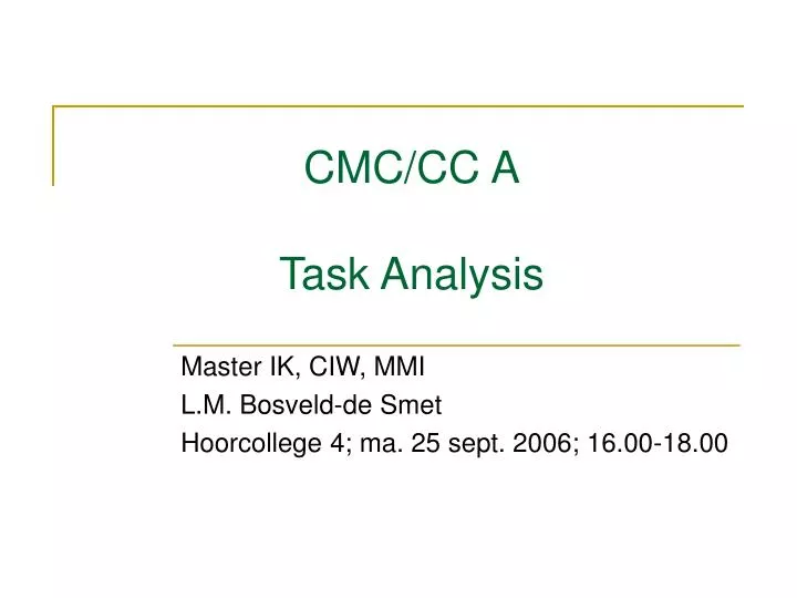 cmc cc a task analysis