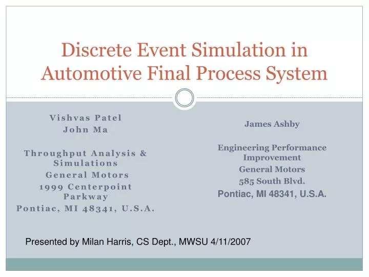 discrete event simulation in automotive final process system