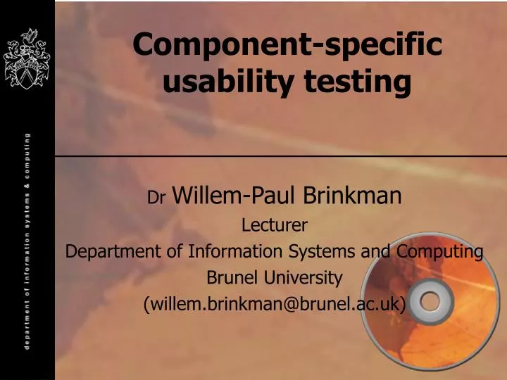 component specific usability testing