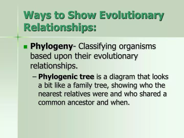 ways to show evolutionary relationships