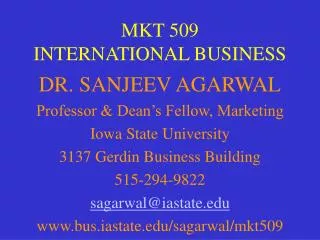 MKT 509 INTERNATIONAL BUSINESS