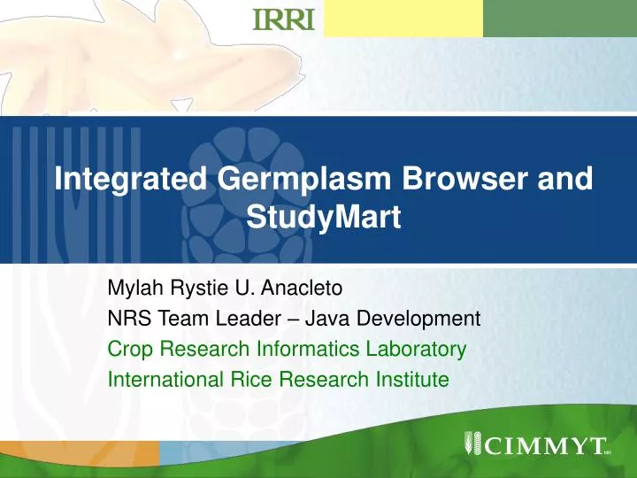 integrated germplasm browser and studymart