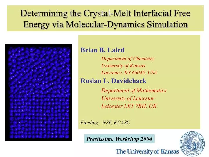 determining the crystal melt interfacial free energy via molecular dynamics simulation