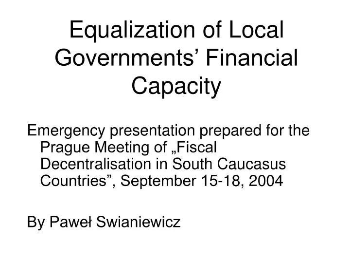 equalization of local governments financial capacity
