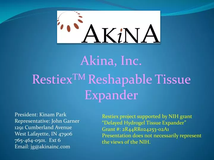 akina inc restiex tm reshapable tissue expander