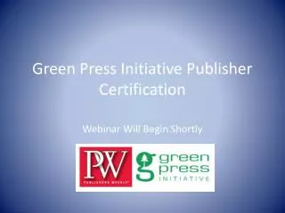 Green Press Initiative Publisher Certification