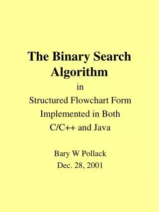 The Binary Search Algorithm