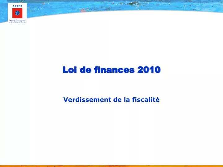 loi de finances 2010