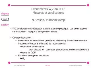ev nements w z au lhc mesures et applications n besson m boonekamp