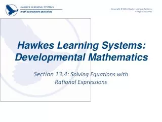Hawkes Learning Systems: Developmental Mathematics