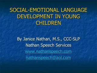 SOCIAL-EMOTIONAL LANGUAGE DEVELOPMENT IN YOUNG CHILDREN