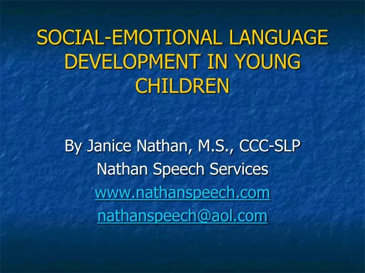 social emotional language development in young children
