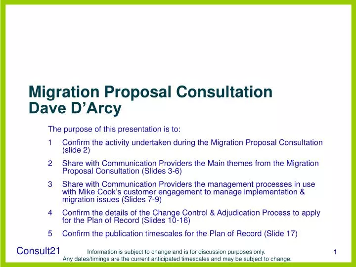 migration proposal consultation dave d arcy