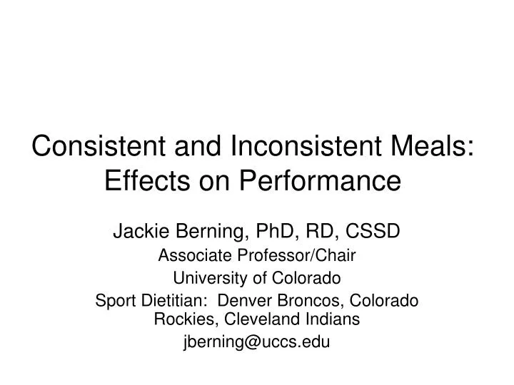 consistent and inconsistent meals effects on performance