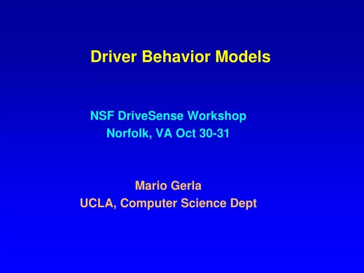 driver behavior models