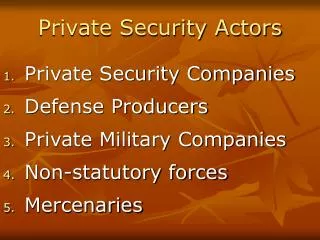 Private Security Actors