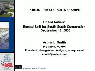 PUBLIC-PRIVATE PARTNERSHIPS United Nations