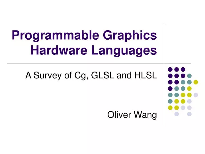 programmable graphics hardware languages