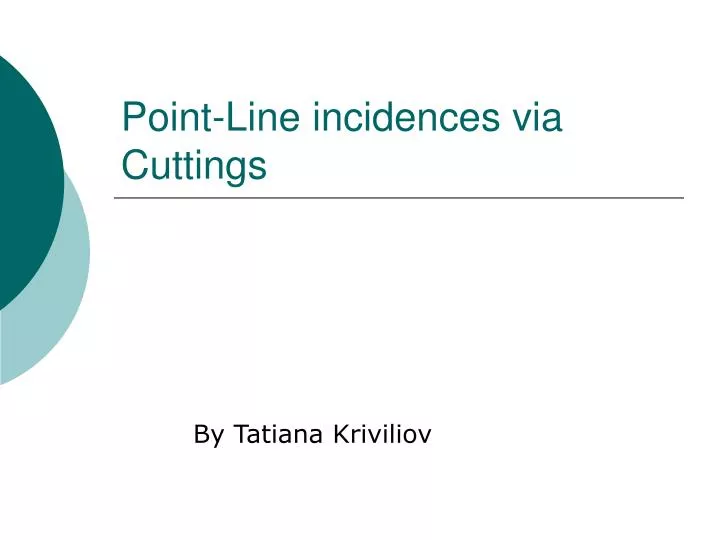 point line incidences via cuttings