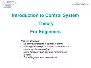 Introduction to Control System Theory For Engineers