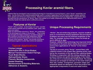 Processing Kevlar aramid fibers.