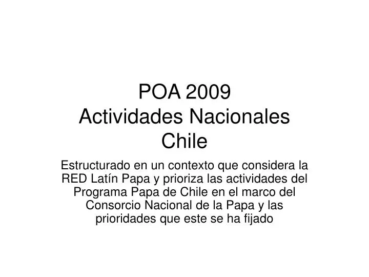 poa 2009 actividades nacionales chile