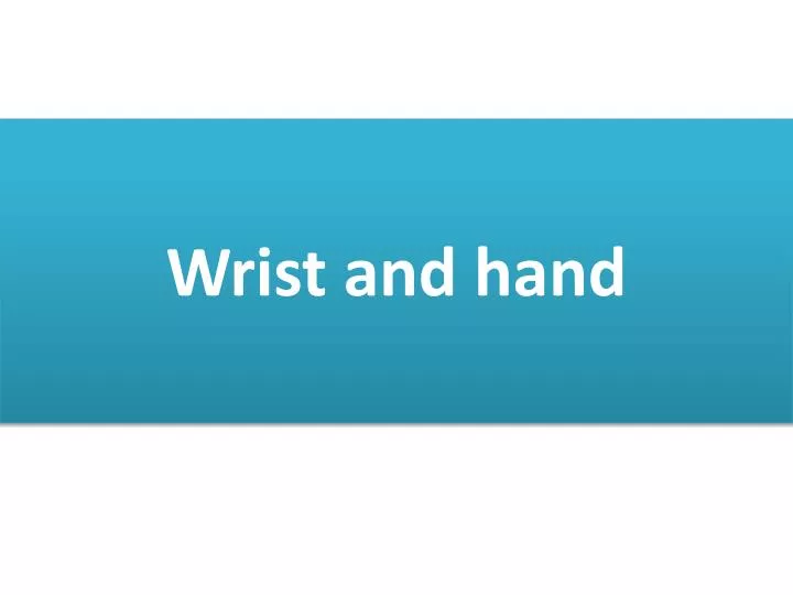 wrist and hand