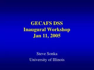 GECAFS DSS Inaugural Workshop Jan 11, 2005